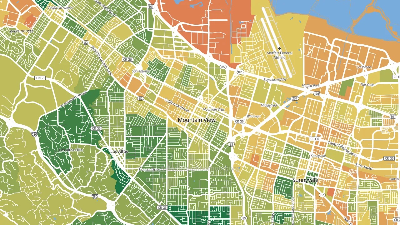 Mountain View, CA block-group voter-turnout map