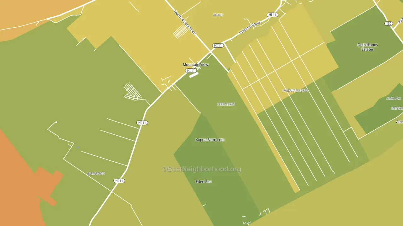 Mountain View, HI block-group voter-turnout map