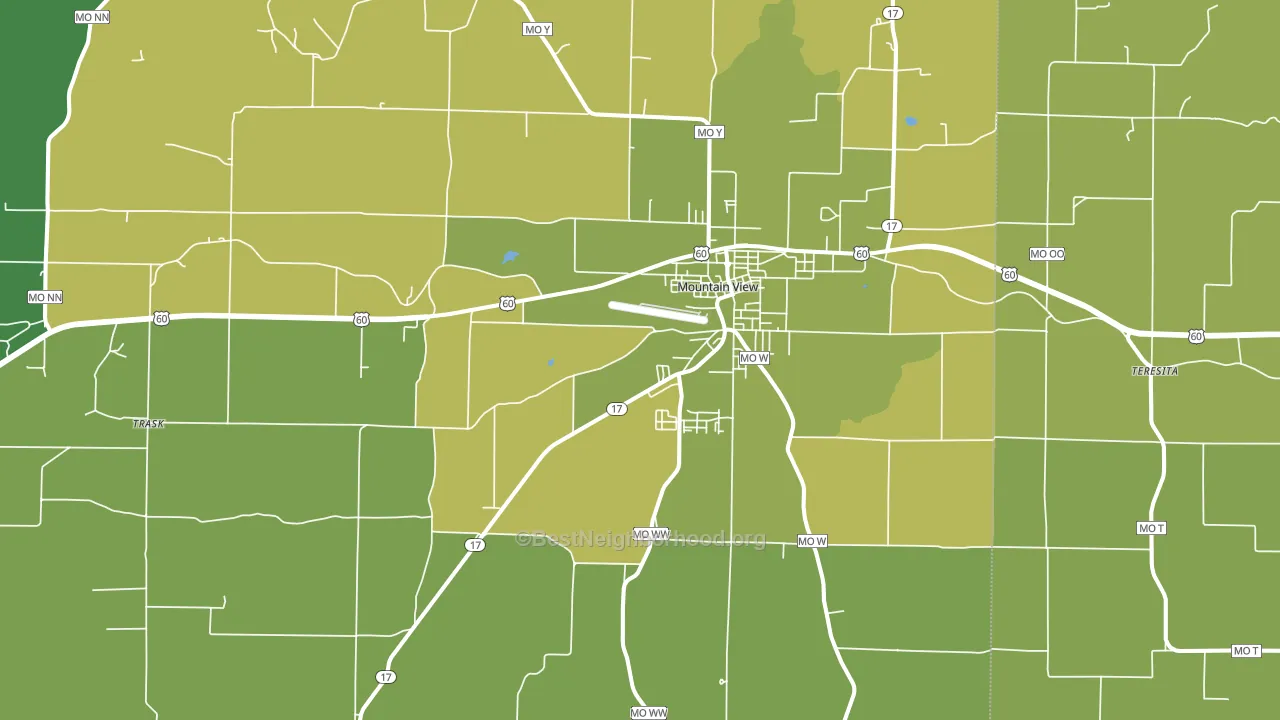Mountain View, MO block-group voter-turnout map