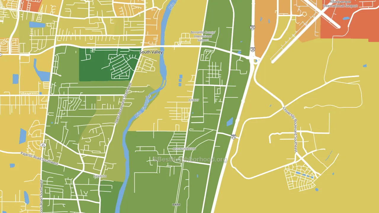 Mountain View, South Valley, NM block-group voter-turnout map