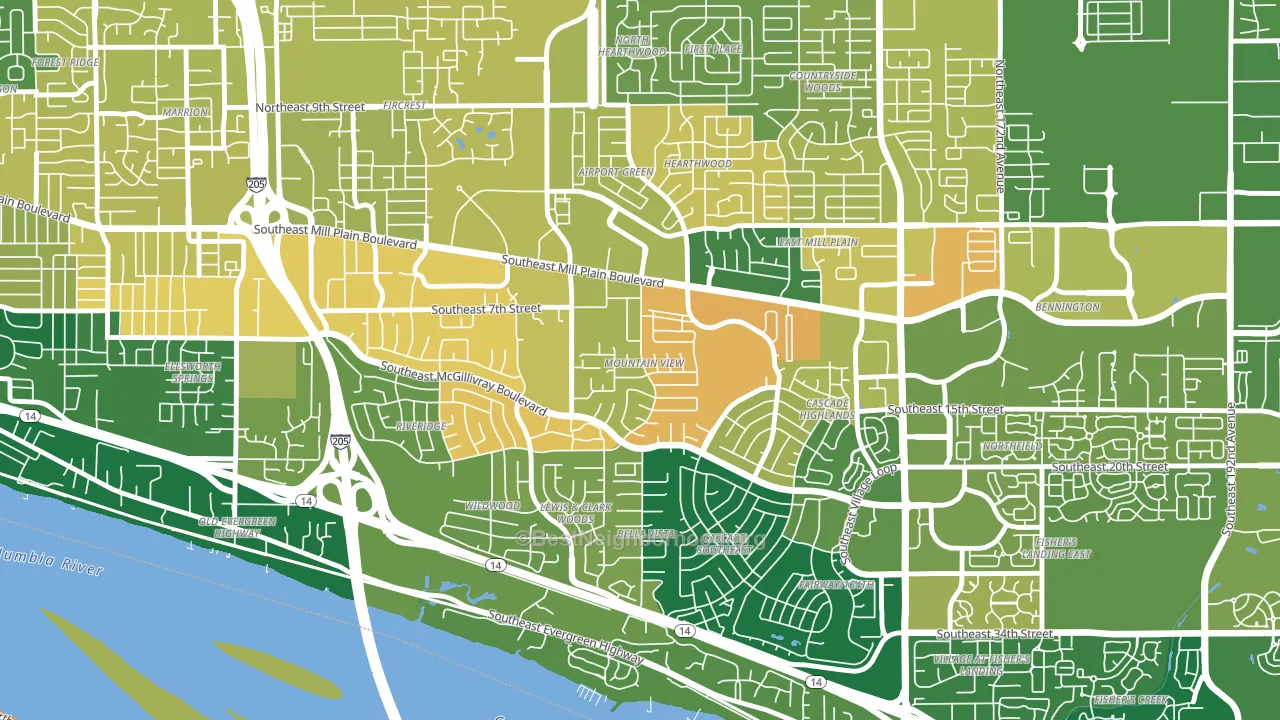 Mountain View, Vancouver, WA block-group voter-turnout map