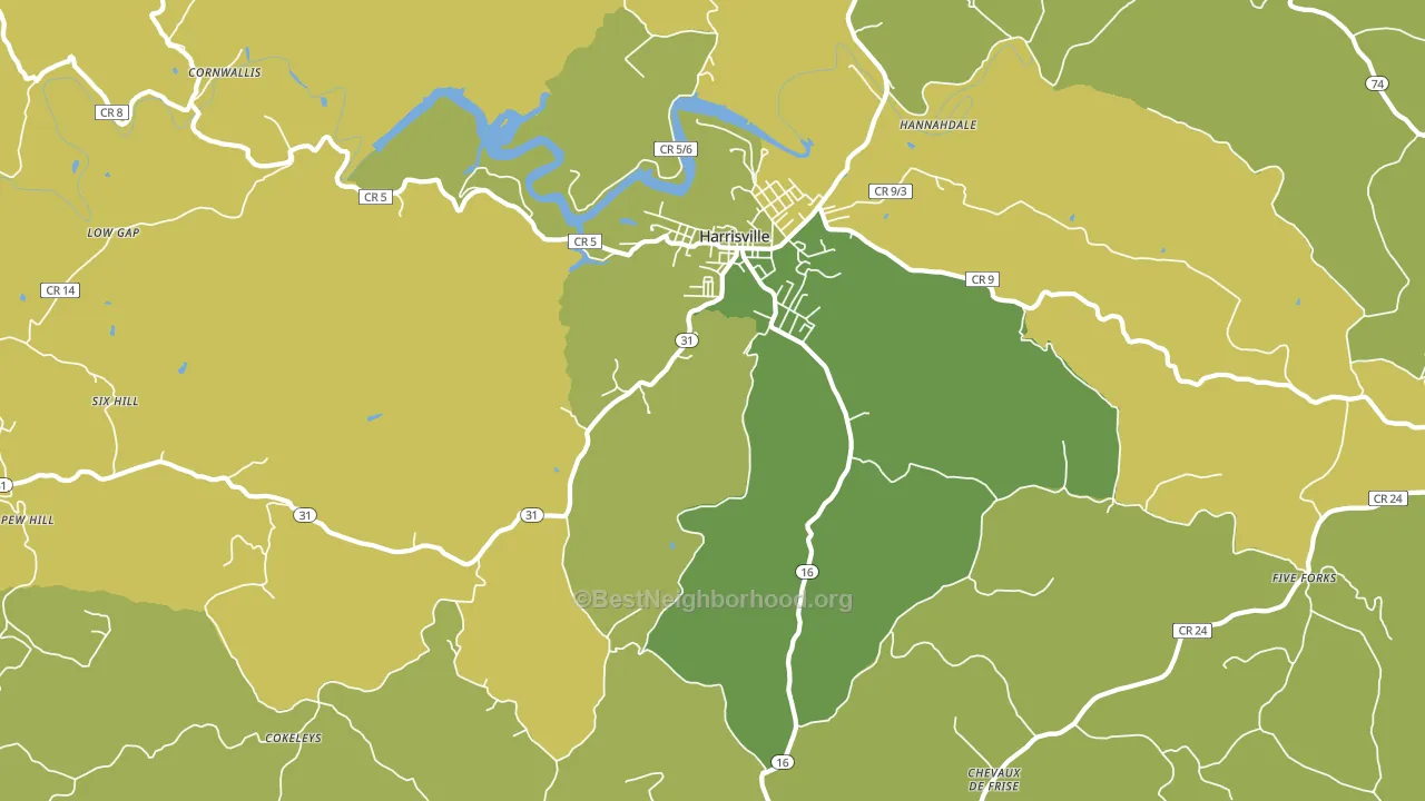 Mountain, WV block-group voter-turnout map