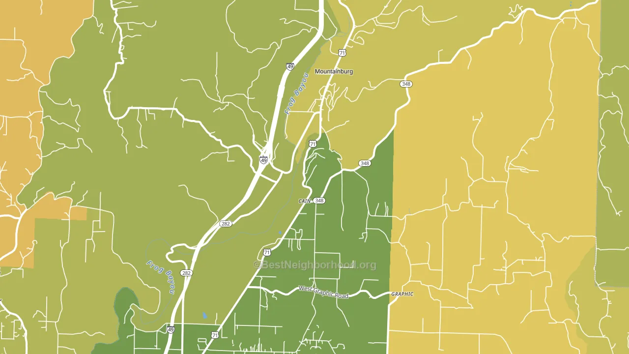 Mountainburg, AR block-group voter-turnout map