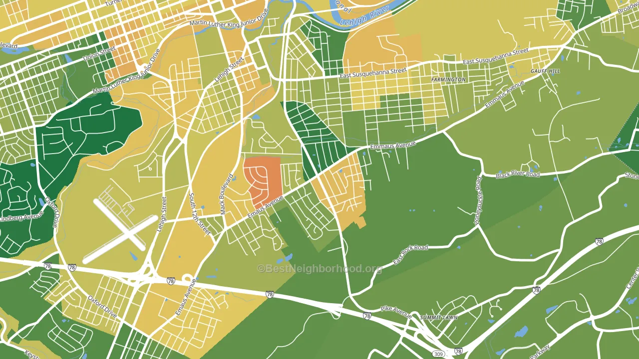 Mountainville, Allentown, PA block-group voter-turnout map