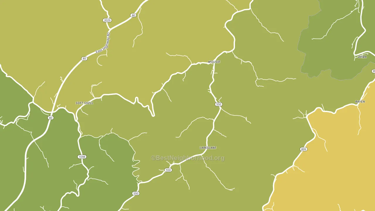Mousie, KY block-group voter-turnout map