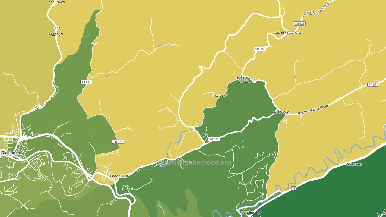 Mouth of Laurel, VA block-group voter-turnout map