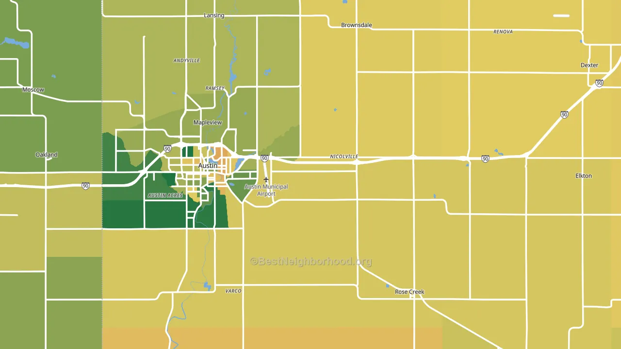 Mower County, MN block-group voter-turnout map