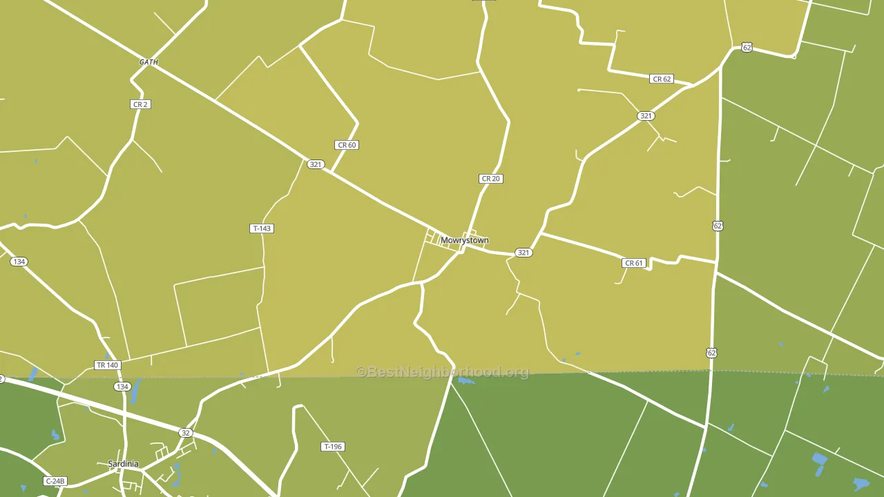 Mowrystown, OH block-group voter-turnout map