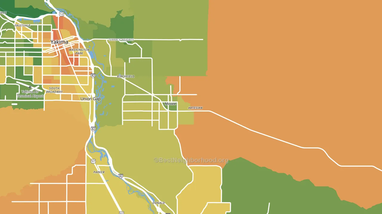 Moxee, WA block-group voter-turnout map