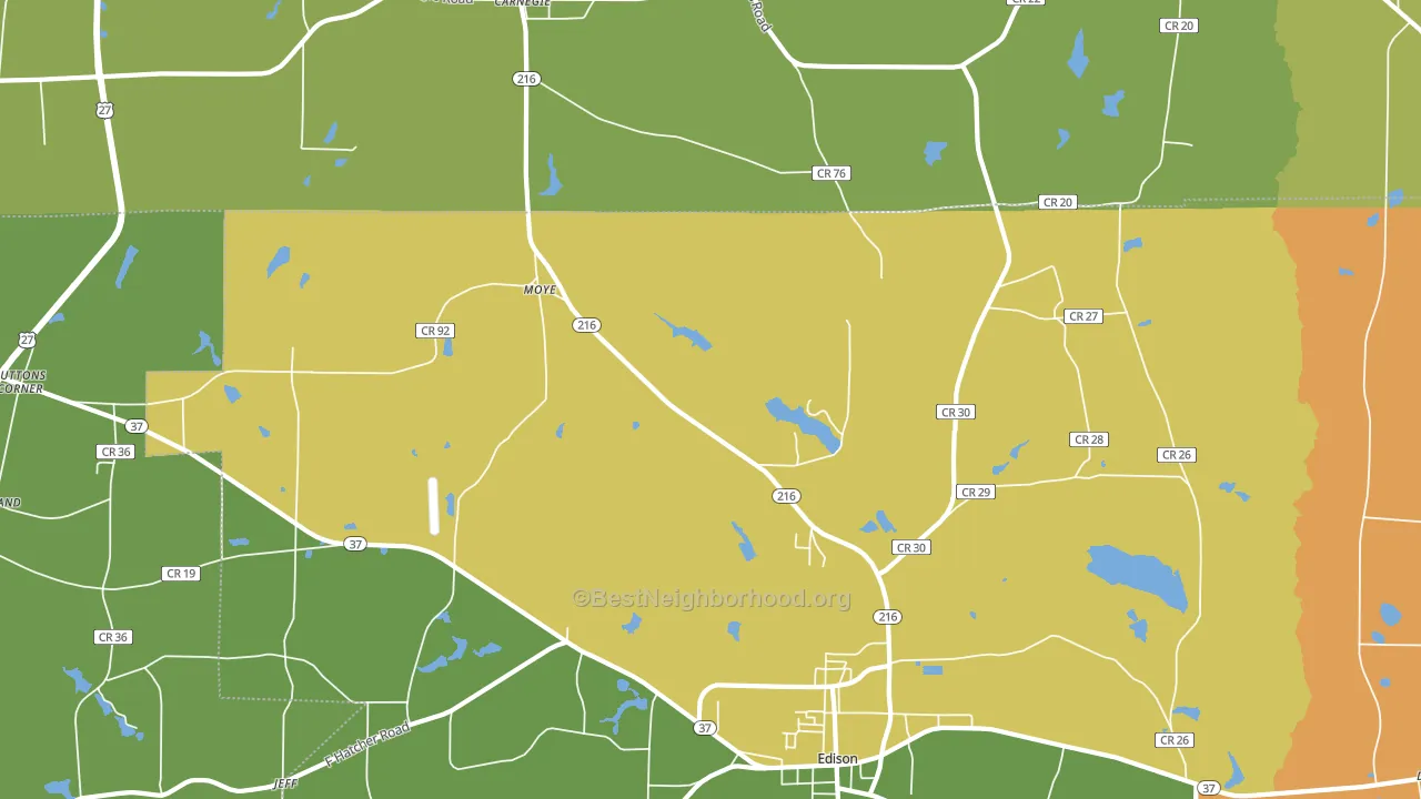 Moye, GA block-group voter-turnout map