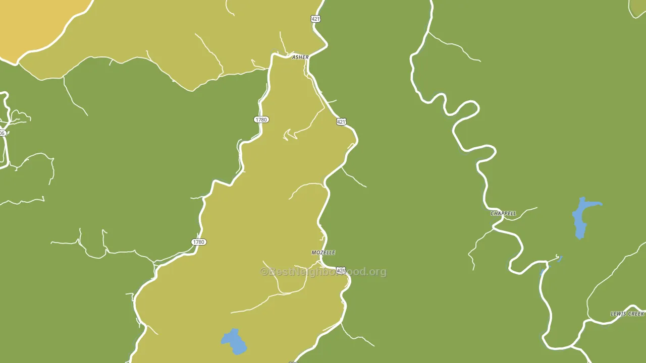 Mozelle, KY block-group voter-turnout map