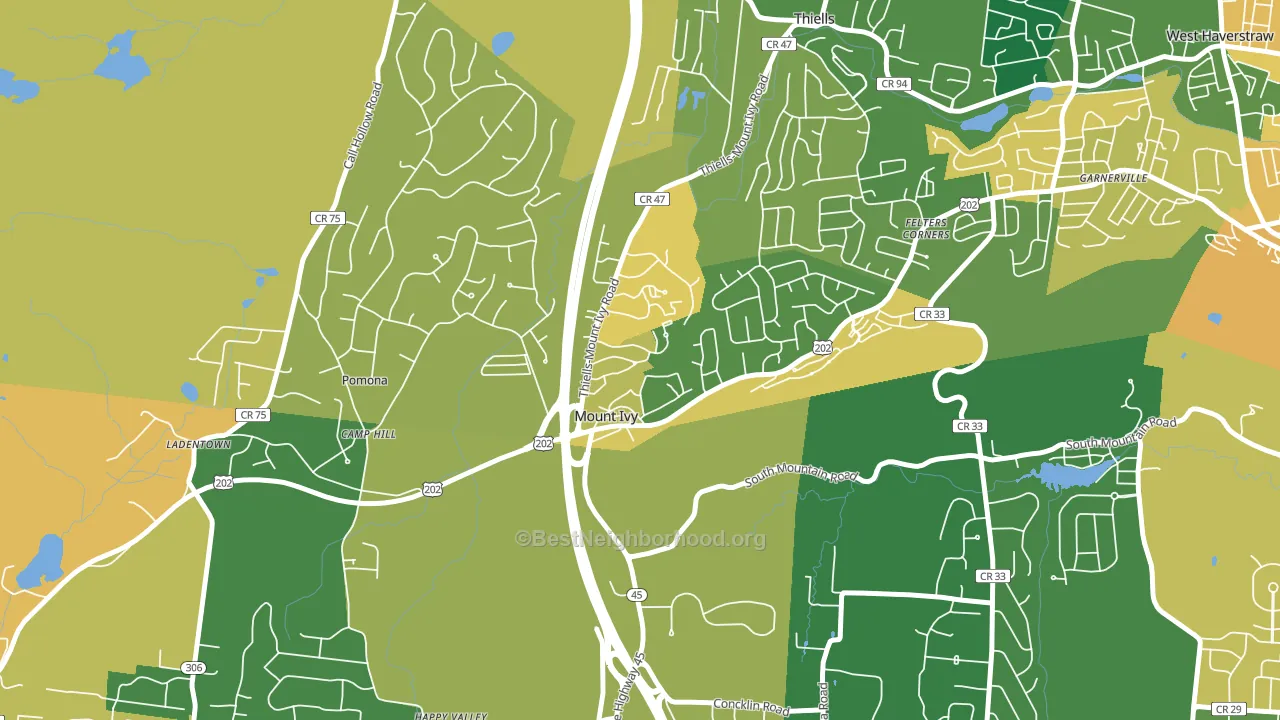 Mt Ivy, Pomona, NY block-group voter-turnout map