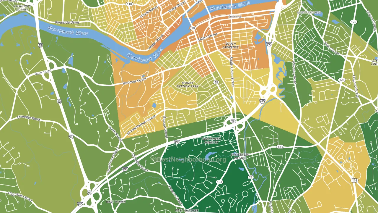 Mt Vernon Park, Lawrence, MA block-group voter-turnout map