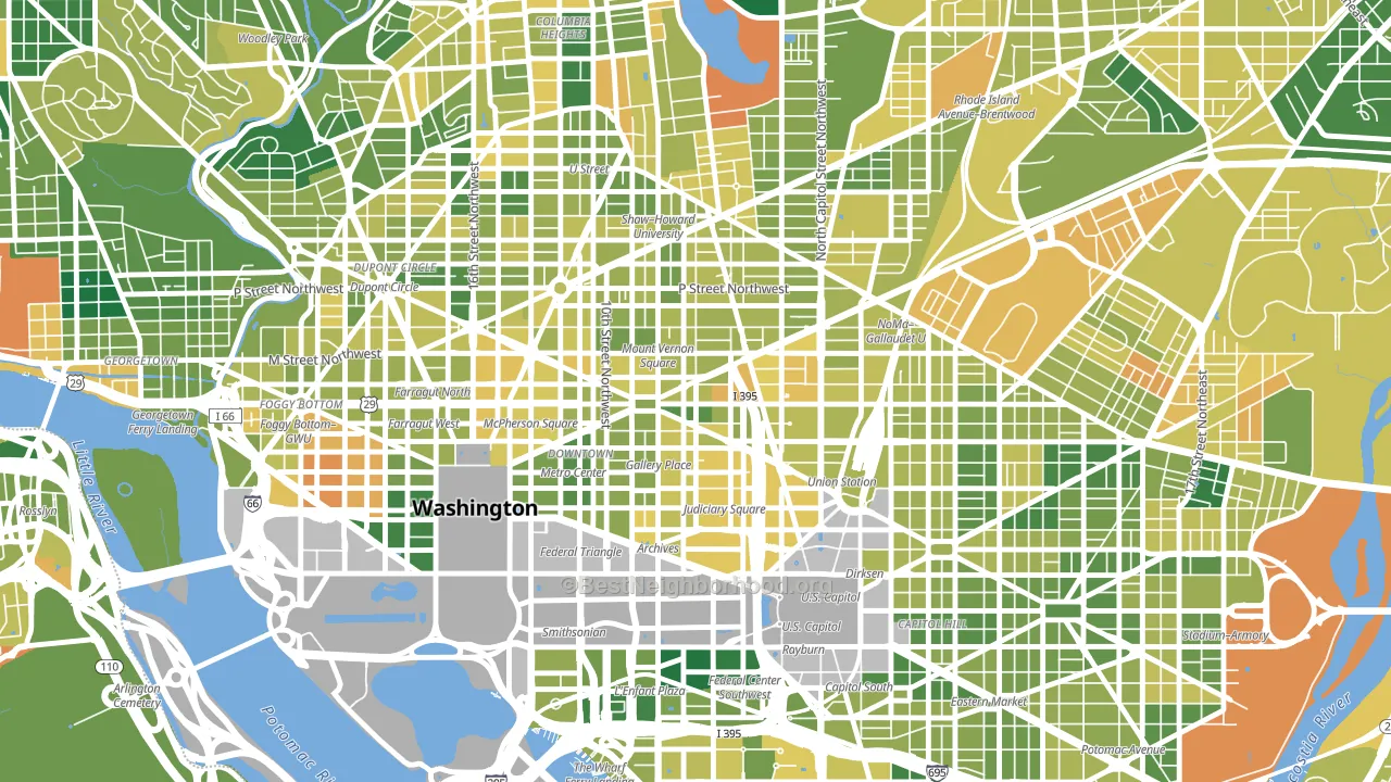 Mt Vernon Square, Washington, DC block-group voter-turnout map