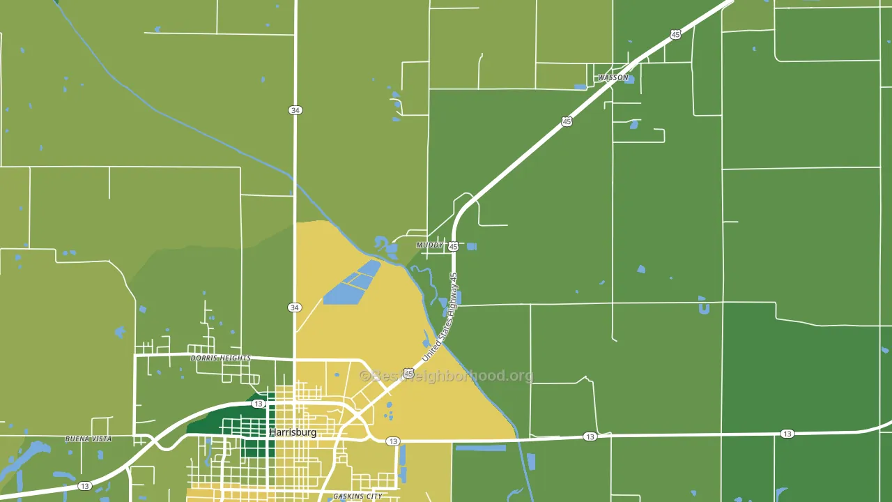 Muddy, IL block-group voter-turnout map