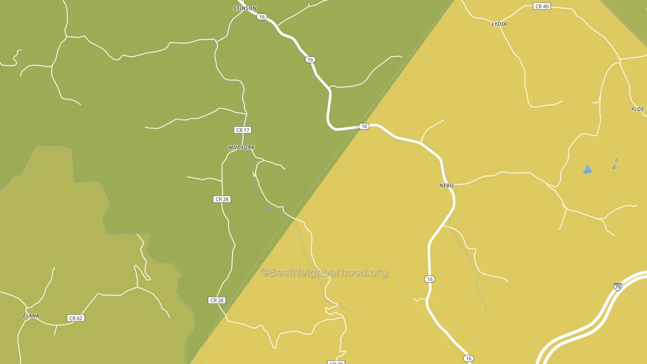 Mudfork, WV block-group voter-turnout map