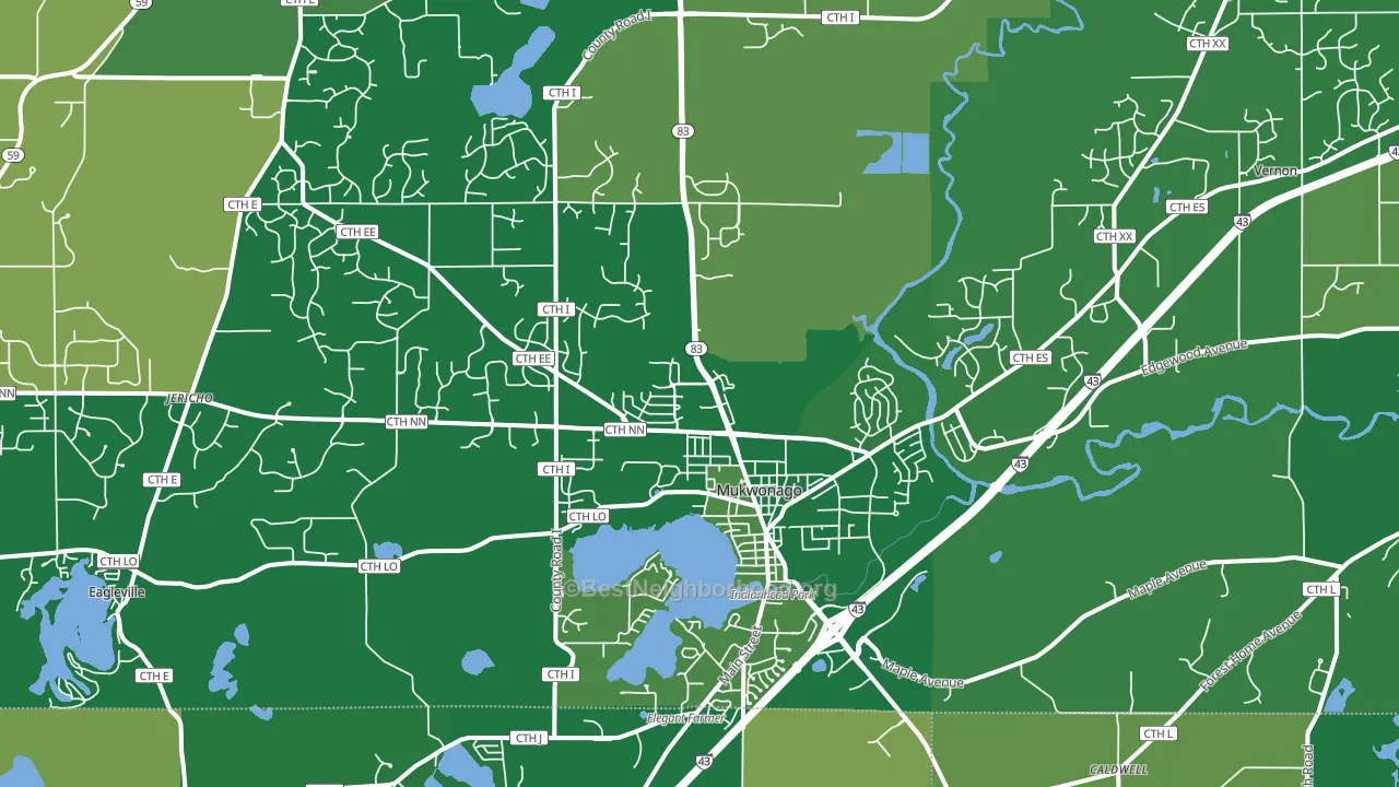 Mukwonago, WI block-group voter-turnout map