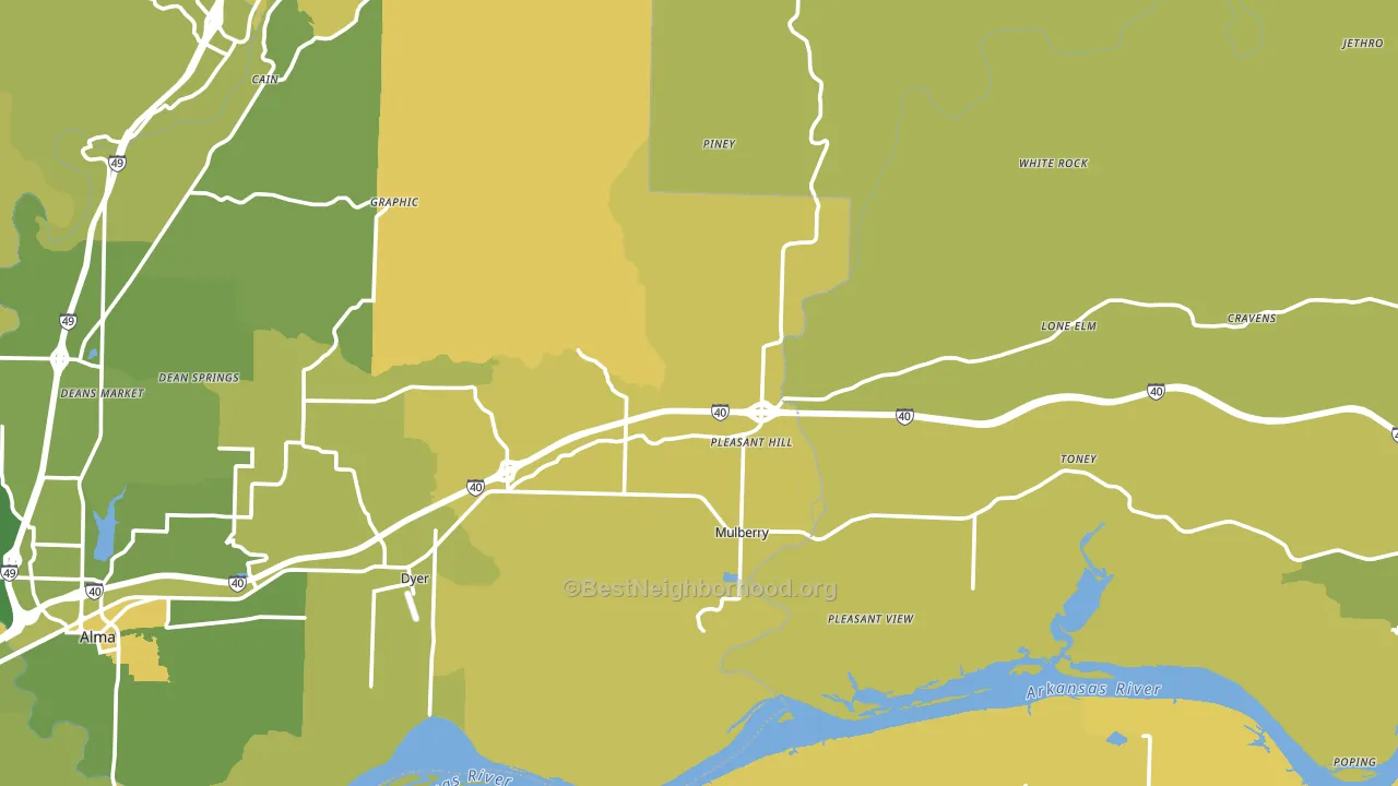 Mulberry, AR block-group voter-turnout map