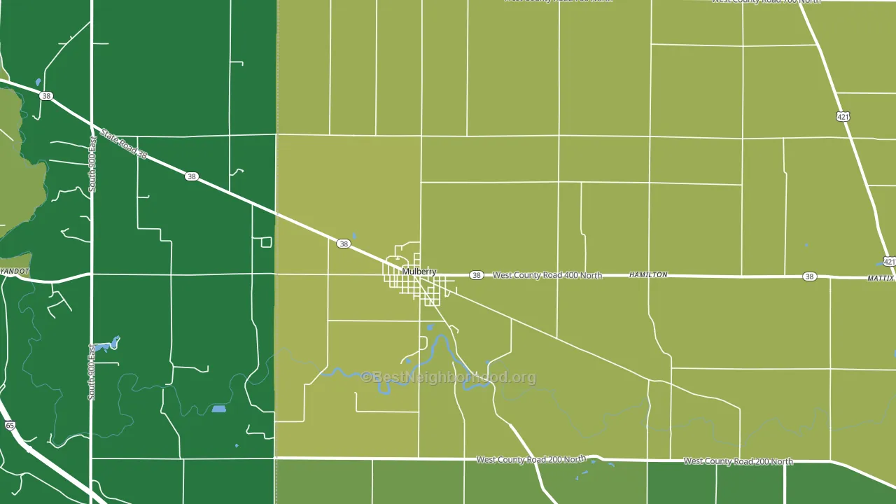 Mulberry, IN block-group voter-turnout map