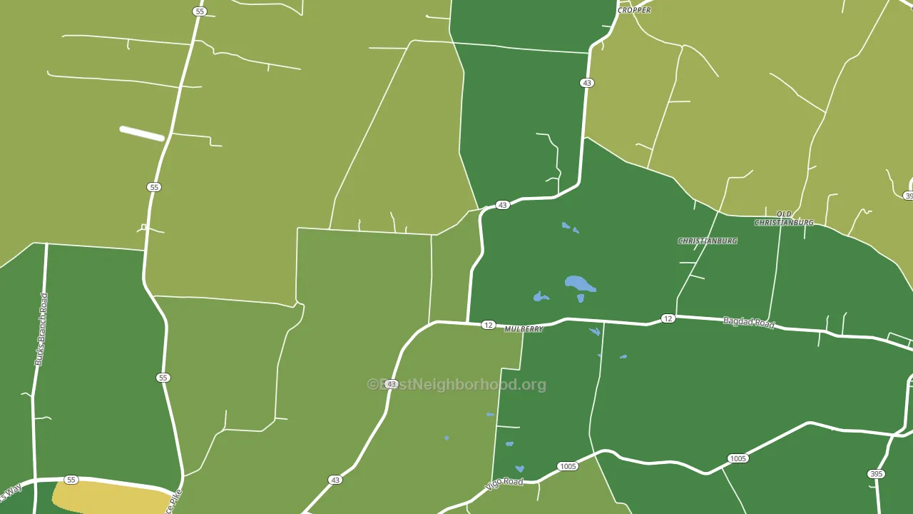 Mulberry, KY block-group voter-turnout map