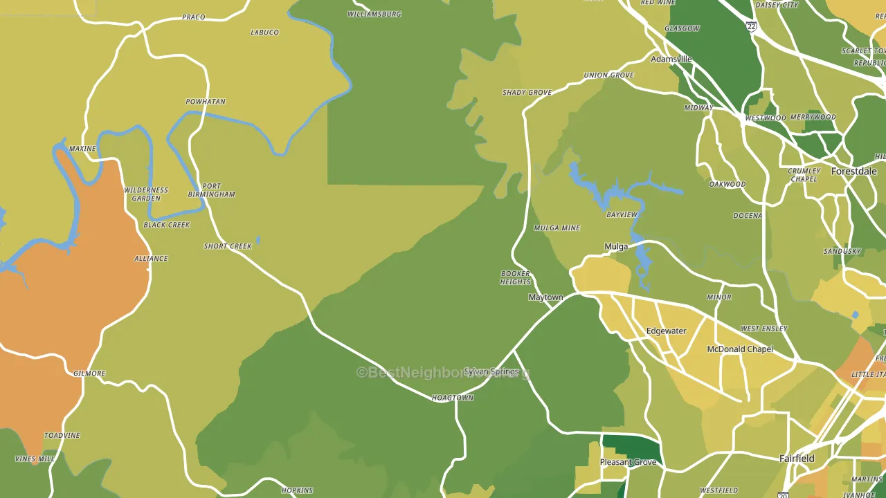 Mulga, AL block-group voter-turnout map