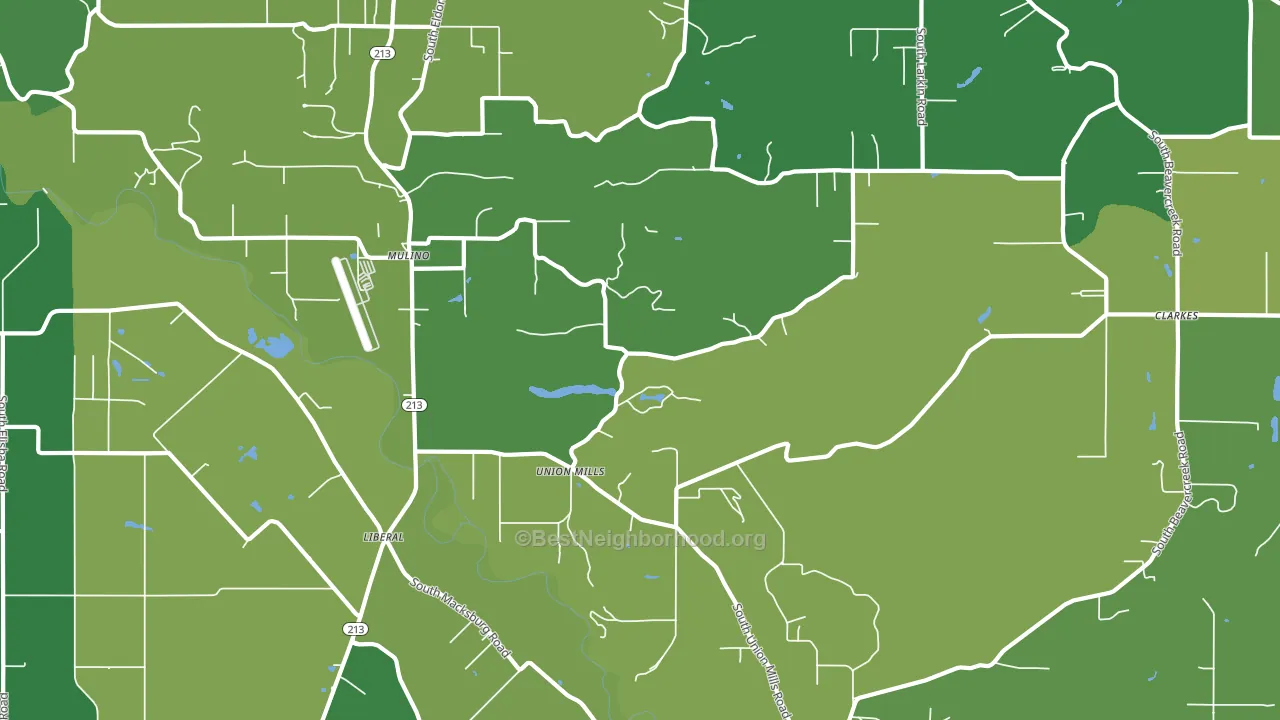 Mulino, OR block-group voter-turnout map