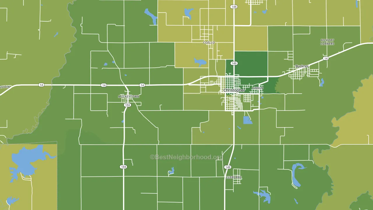 Mulkeytown, IL block-group voter-turnout map