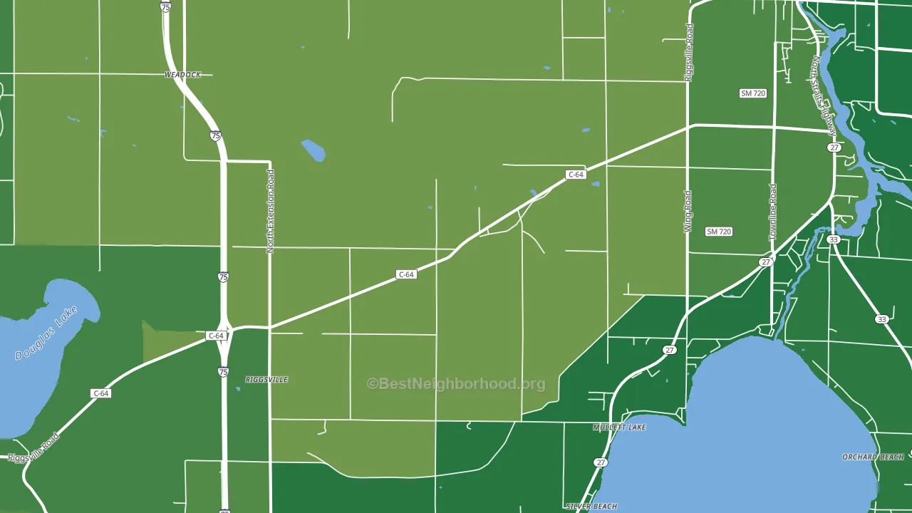 Mullett Lake, MI block-group voter-turnout map