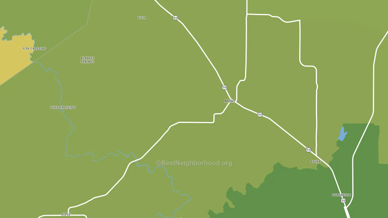 Mullin, TX block-group voter-turnout map