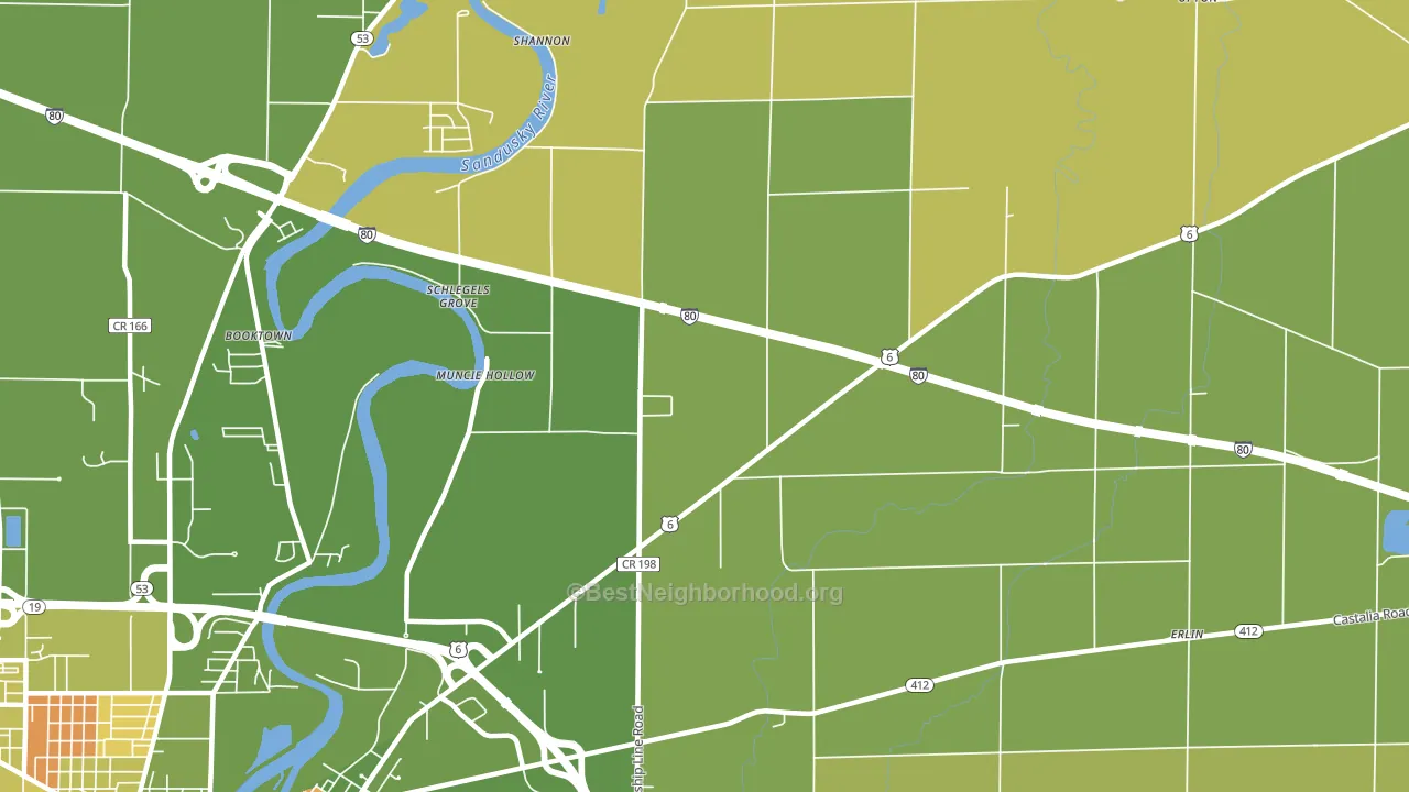 Muncie Hollow, OH block-group voter-turnout map