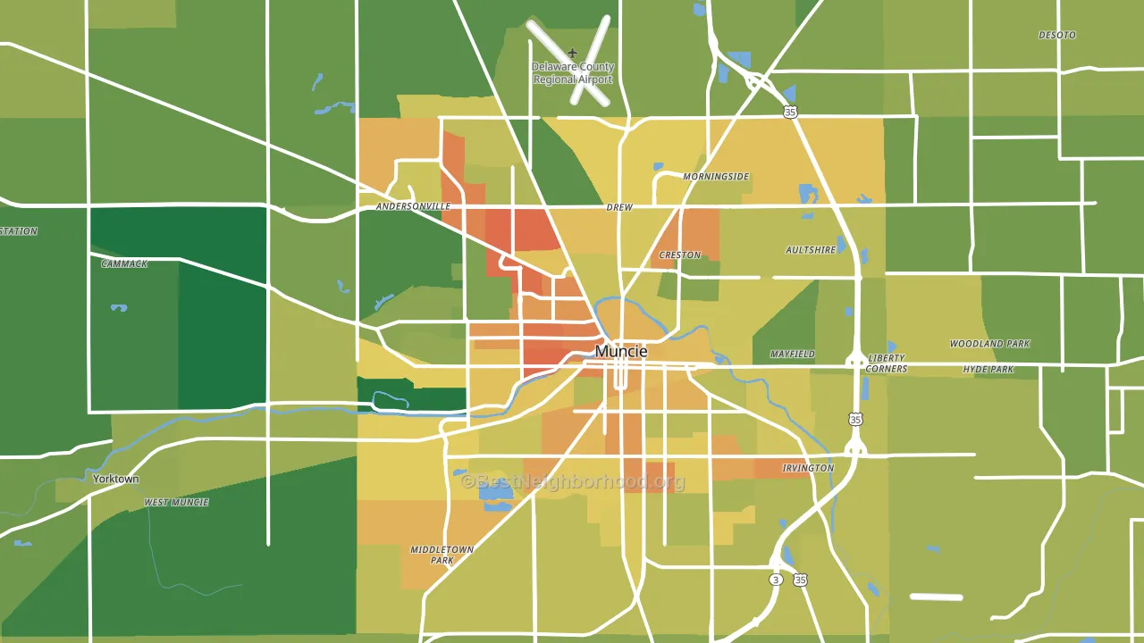 Muncie, IN block-group voter-turnout map