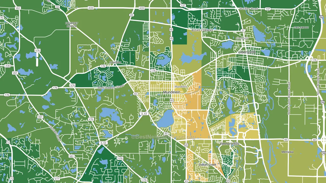 Mundelein, IL block-group voter-turnout map