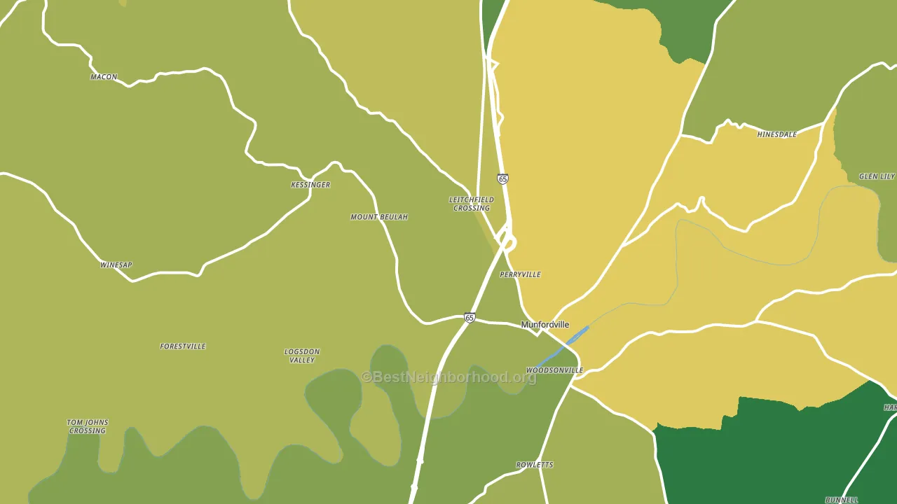 Munfordville, KY block-group voter-turnout map