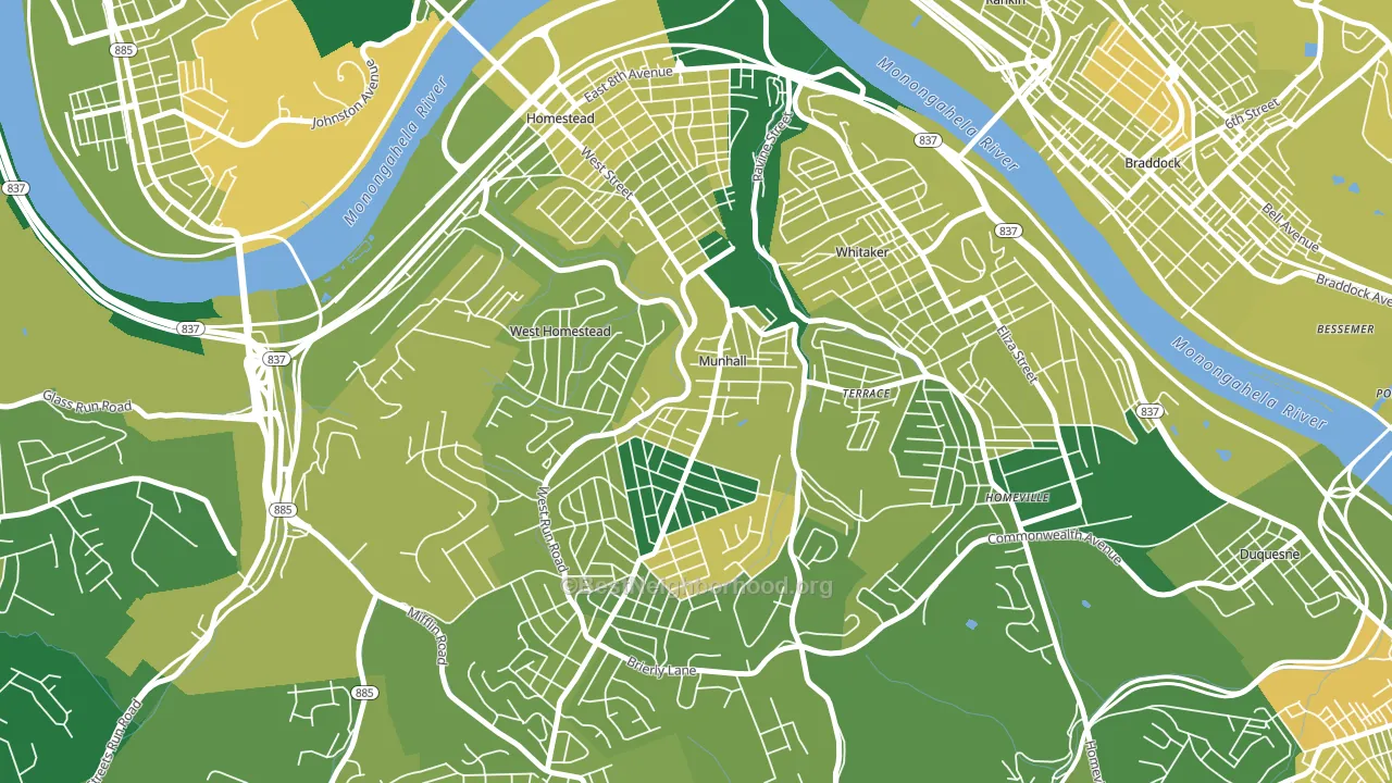 Munhall, PA block-group voter-turnout map