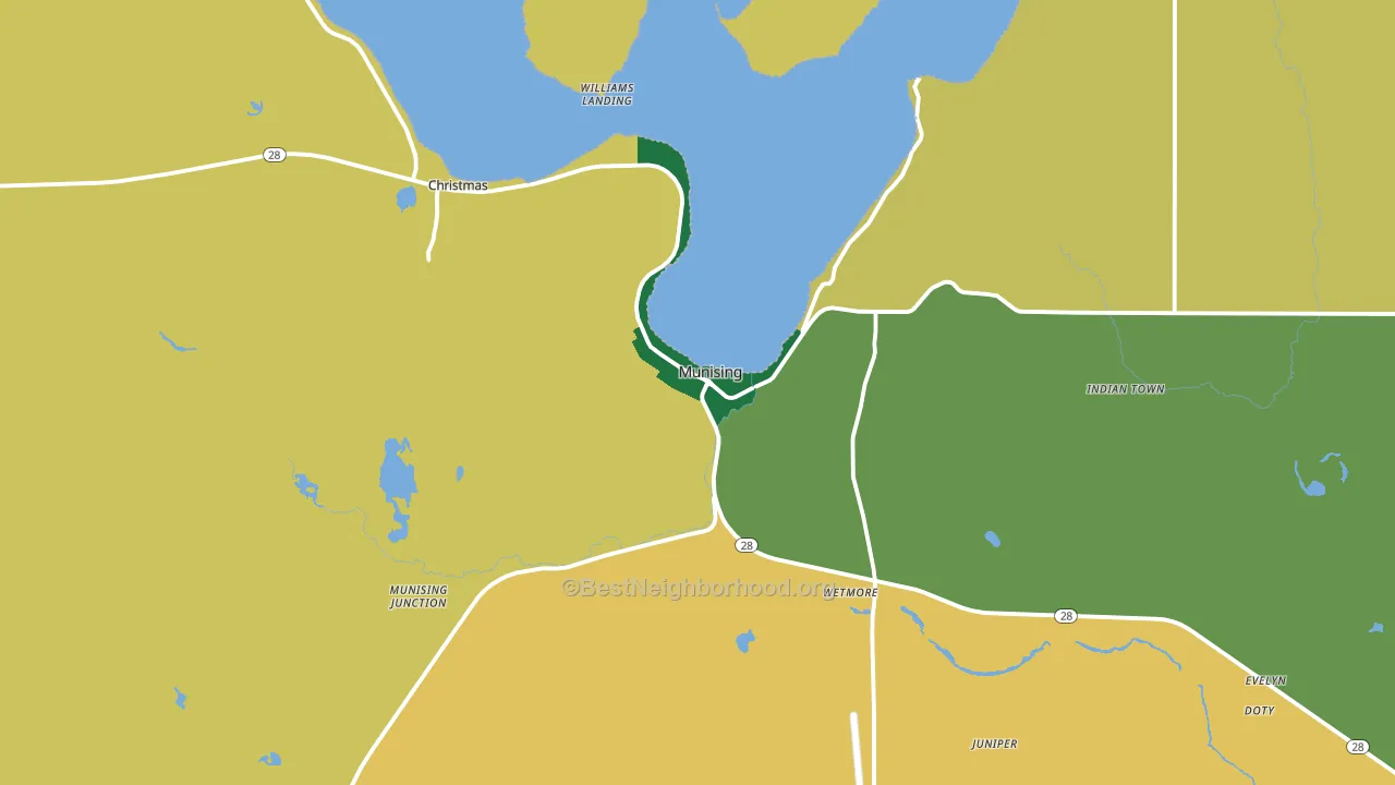 Munising, MI block-group voter-turnout map