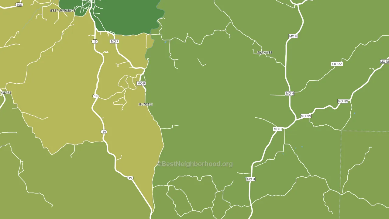 Munsell, MO block-group voter-turnout map