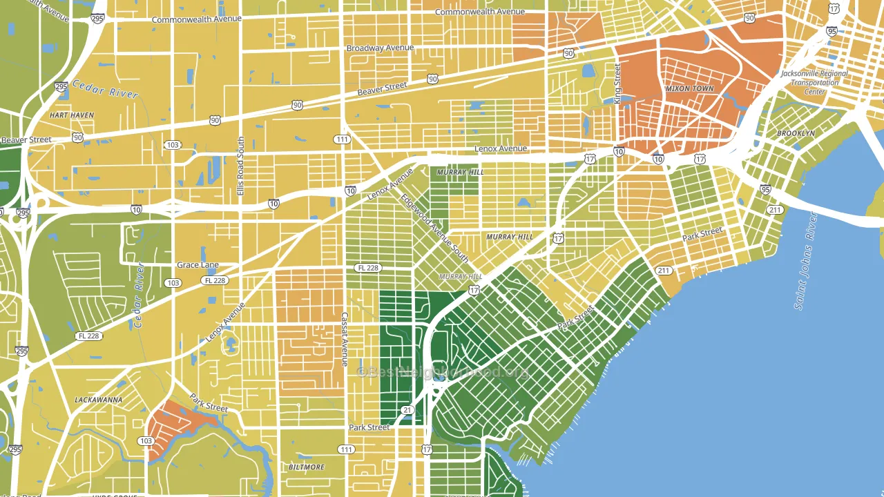 Murray Hill, Jacksonville, FL block-group voter-turnout map