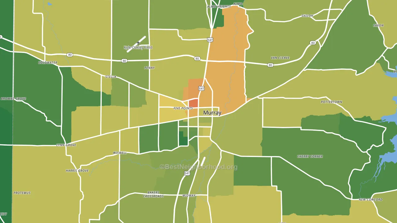 Murray, KY block-group voter-turnout map