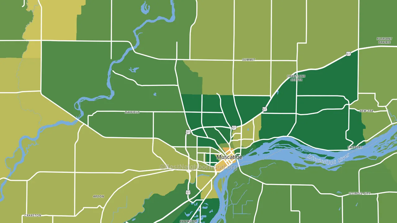 Muscatine County, IA block-group voter-turnout map