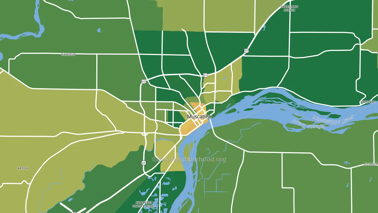 Muscatine, IA block-group voter-turnout map