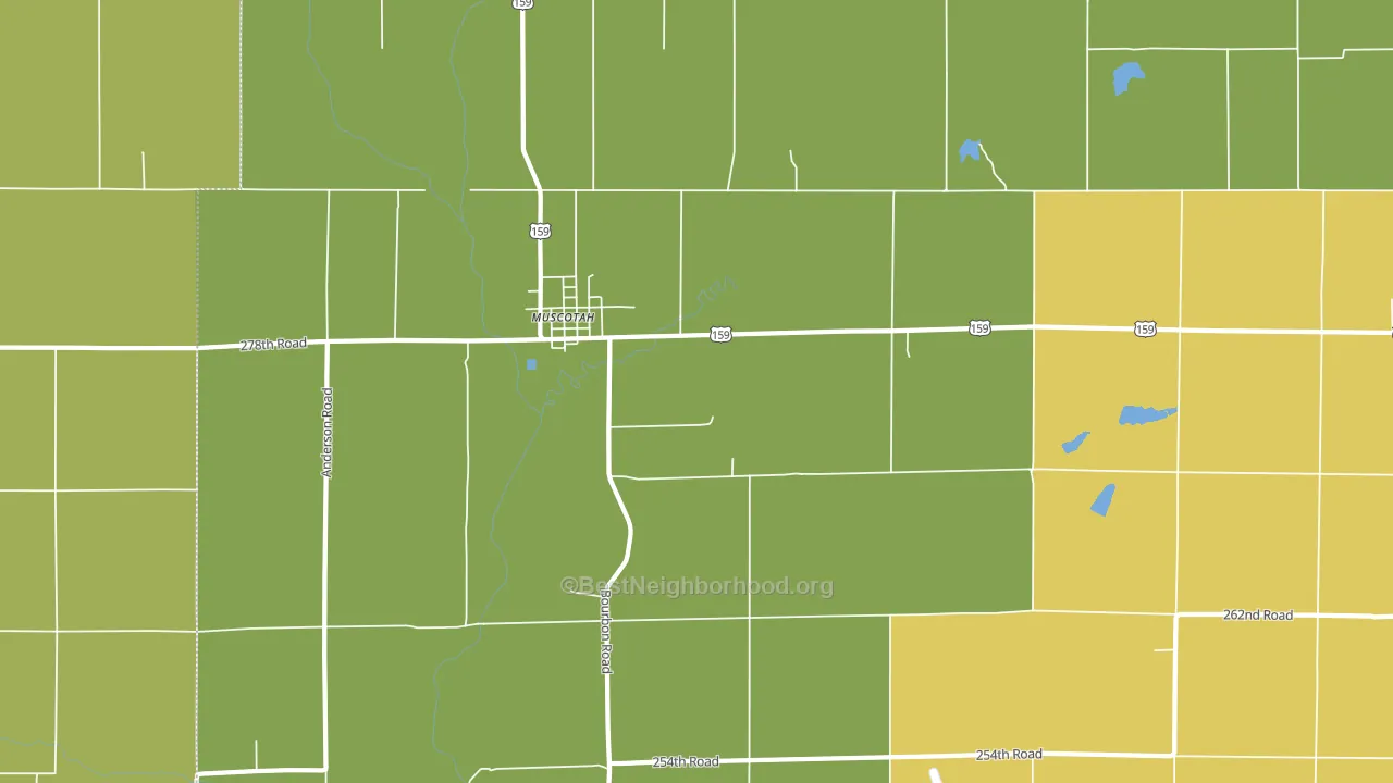 Muscotah, KS block-group voter-turnout map