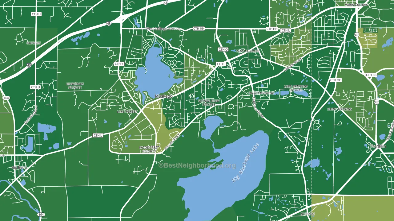 Muskego, WI block-group voter-turnout map