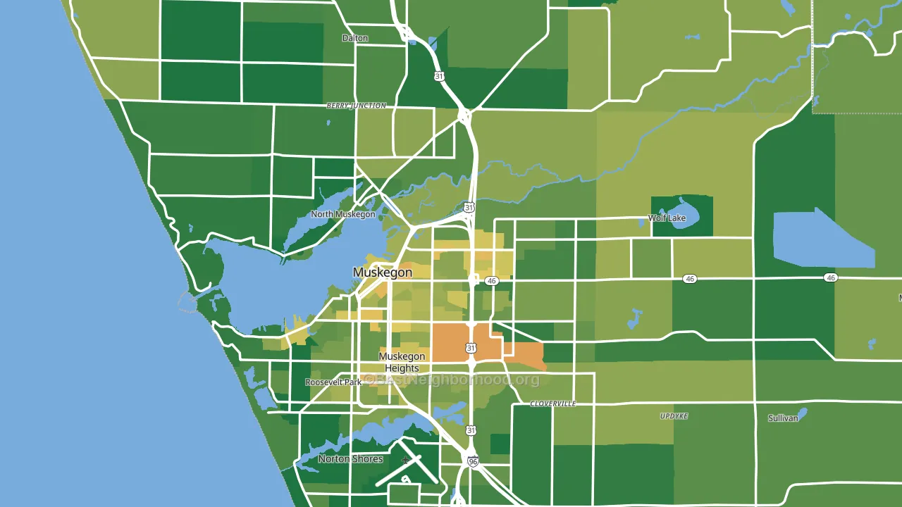 Muskegon County, MI block-group voter-turnout map