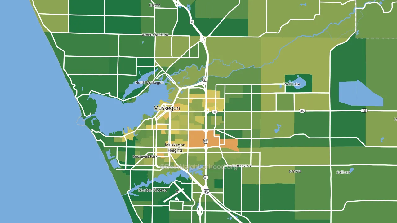 Muskegon, MI block-group voter-turnout map