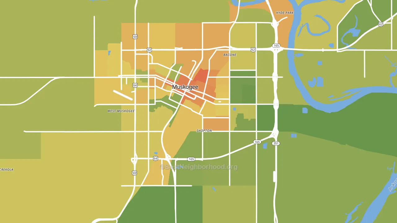 Muskogee, OK block-group voter-turnout map