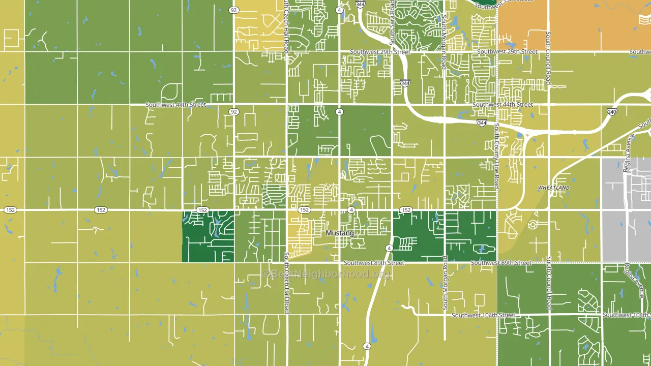 Mustang, OK block-group voter-turnout map