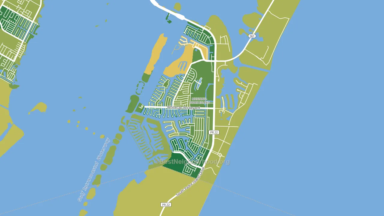 Mustang-Padre Island, Corpus Christi, TX block-group voter-turnout map