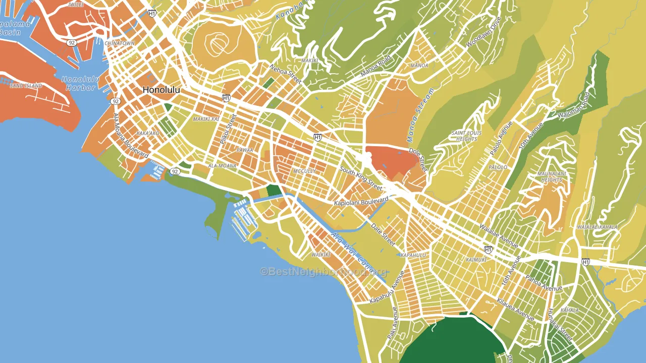 Mxcully-Moiliili, Honolulu, HI block-group voter-turnout map