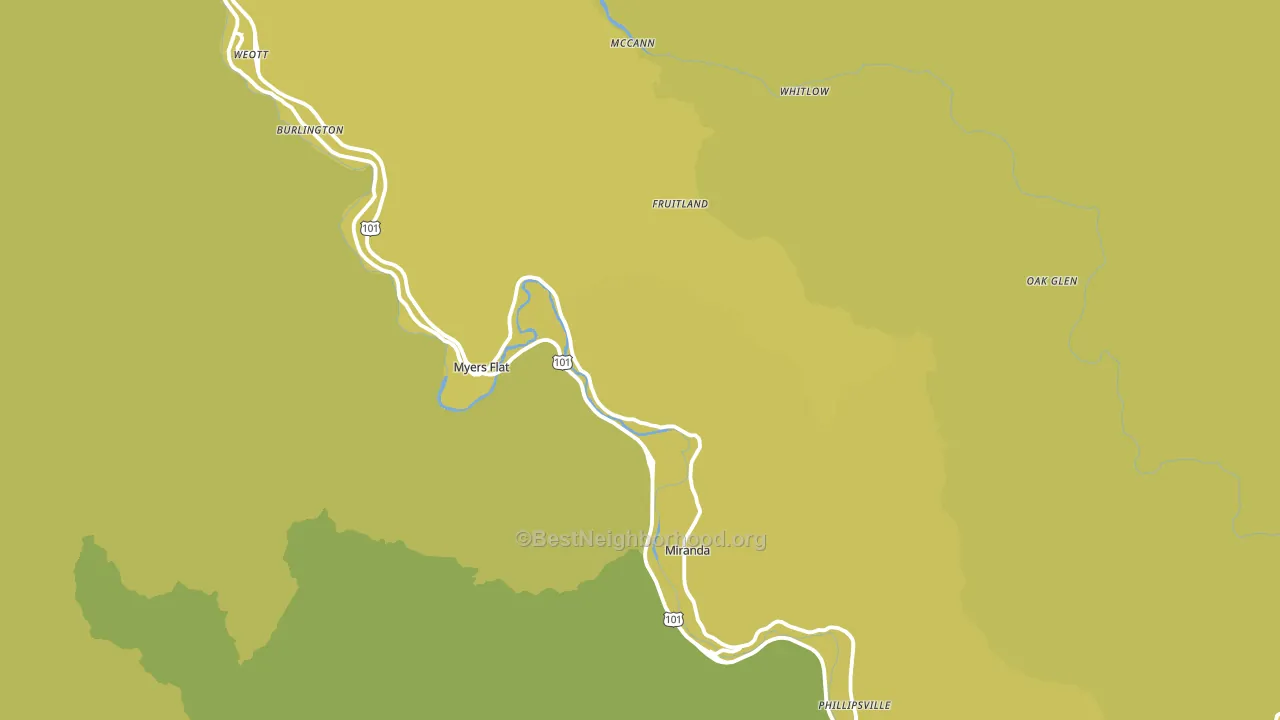 Myers Flat, CA block-group voter-turnout map