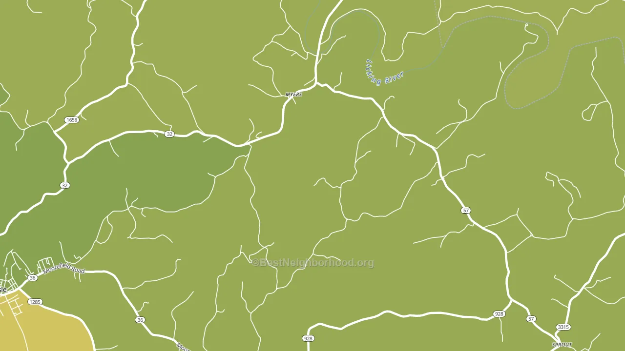 Myers, KY block-group voter-turnout map